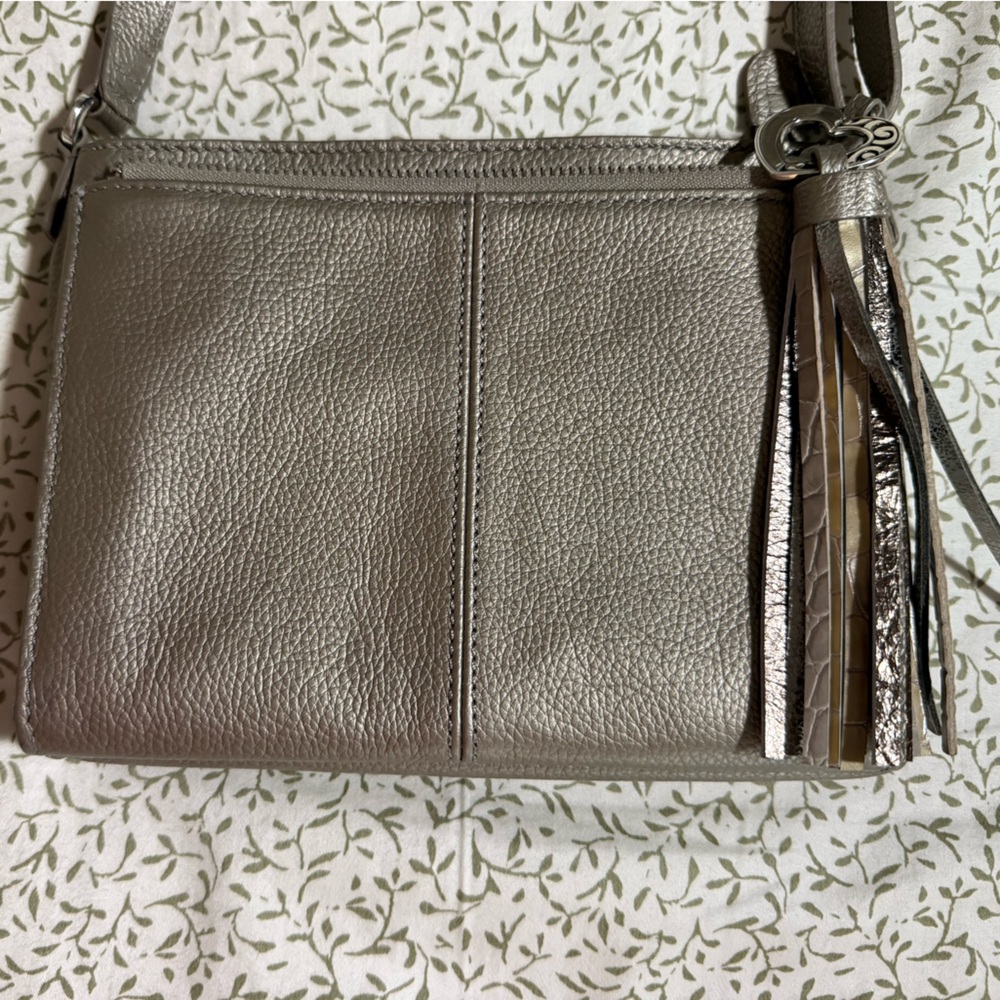 Brighton Silver Crossbody Bag with Tassel